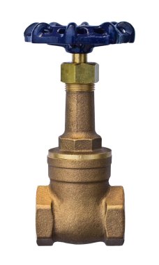 Beyaz arka plan üzerinde izole bronz yükselen kök kapı vanası