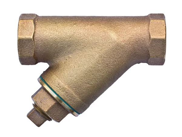 Válvula de colador de bronce aislada sobre fondo blanco — Foto de Stock