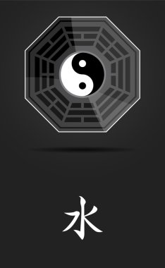 Bagua Yin Yang symbol with Water element. clipart