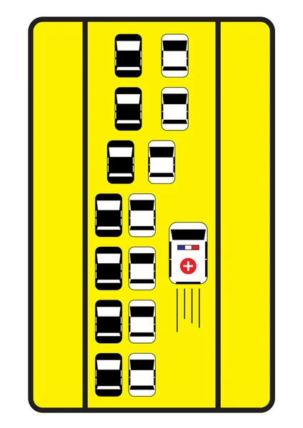 Sinal de trânsito aconselhar carros para dar o caminho certo para a ambulância . — Vetor de Stock