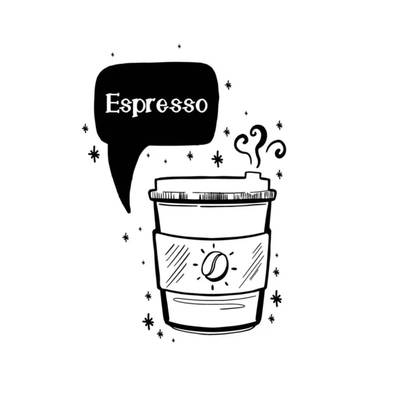 Doodle café bebida sketch.Arabica aroma diseño menú cafe.Black elemento aislado en fondo blanco. — Archivo Imágenes Vectoriales