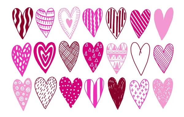 Corazón doodle dibujo aislado collection.Design elemento de decoración. — Vector de stock