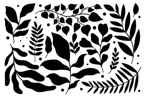 Nastavit Rostlinu Moderní Abstraktní Květinová Příroda Fantazie Kolekce Ruční Kreslení — Stockový vektor