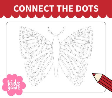 Çocuk masa oyunu anaokulu öğrencileri ve ilkokul öğrencileri için çalışma kağıtları ve anaokulu için noktalı satıra bağlanıyor. Çocuk eğitim kitabı sayfası.