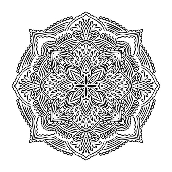 Gráfico redondo mandala abstracto aislado en fondo blanco.. Forma india boho. Estilo étnico oriental. — Archivo Imágenes Vectoriales