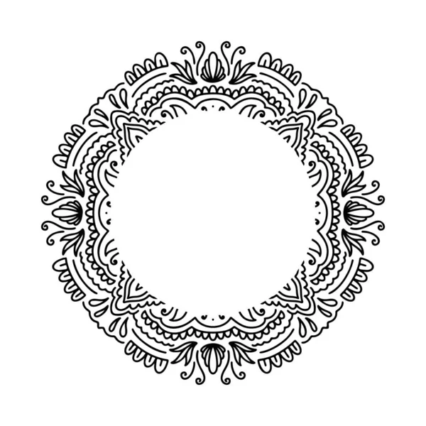 Grafikus kerek keret mandala elvont elszigetelt fehér háttérrel.. boho indián formában.Etnikai keleti stílus. — Stock Vector