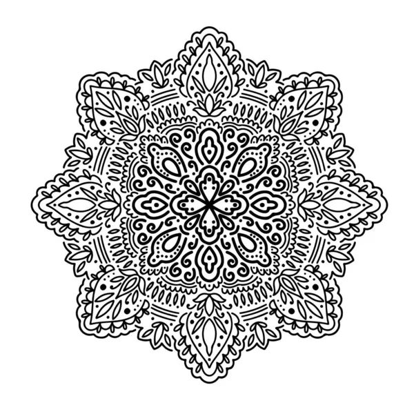 Grafikus kerek mandala elvont elszigetelt fehér háttérrel.. boho indián formában.Etnikai keleti stílus. — Stock Vector