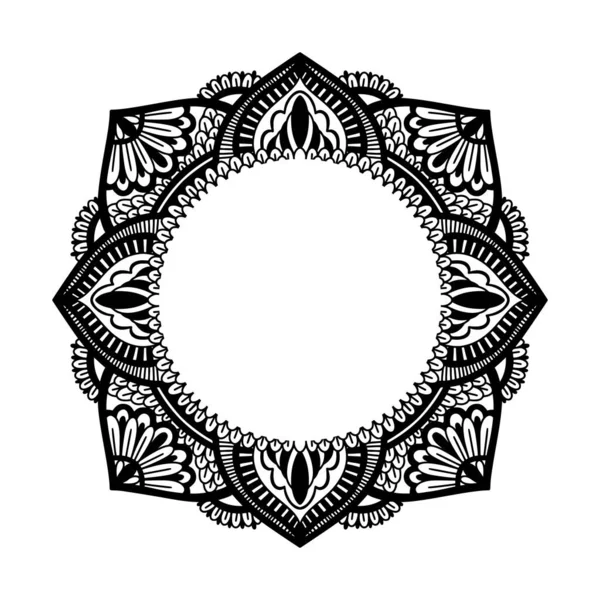 Grafikus keret kerek hagyományos mandala elvont elszigetelt fehér hátterben.Boho indián alak.Etnikai keleti stílus. — Stock Vector