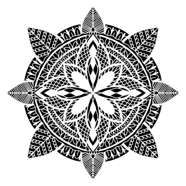 Grafikus kerek hagyományos mandala absztrakt elszigetelt fehér hátterben.Boho indián alak.Etnikai keleti stílus. — Stock Vector