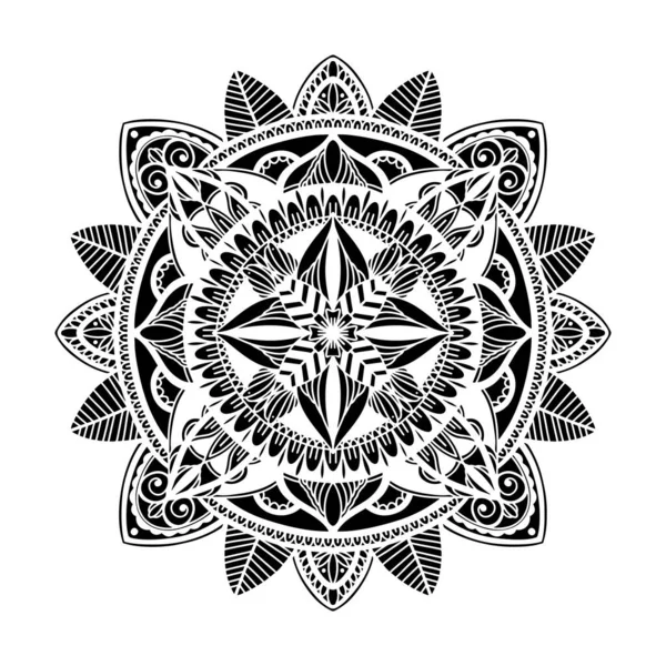 Gráfico redondo mandala tradicional abstracto aislado en fondo blanco. Forma india boho. Estilo étnico oriental. — Archivo Imágenes Vectoriales