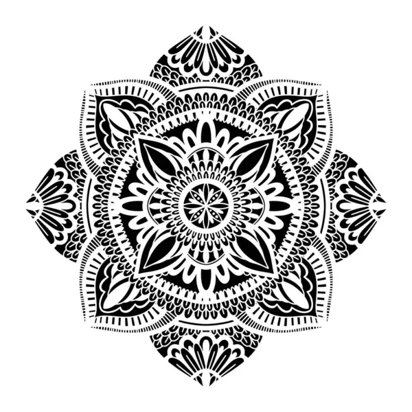 Grafikus kerek hagyományos mandala absztrakt elszigetelt fehér hátterben.Boho indián alak.Etnikai keleti stílus. — Stock Vector