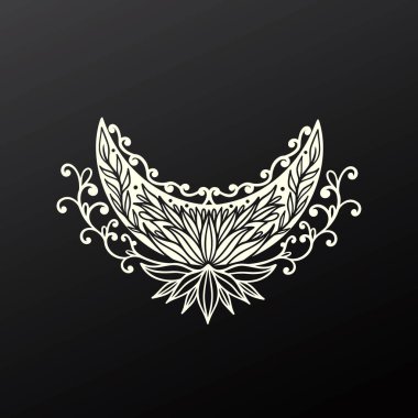 Ay hilal çiçeği mandalası. Cadının sembolü tılsım. Gizemli dekorasyon modası.