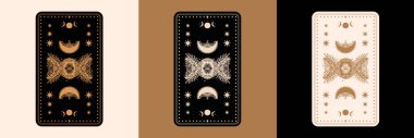 Mystical tarot desk card.Occult esoteric vintage tarot card.Witch fortune telling template theme.
