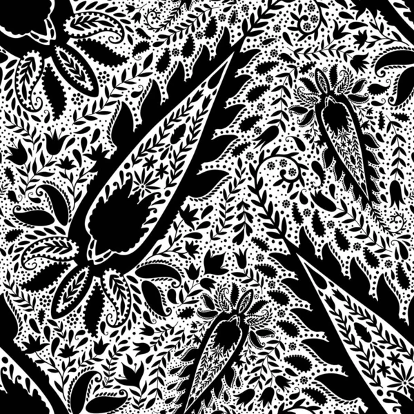 Patrón inconsútil ornamento folklórico flor.Motivo floral estilo paisley rústico. El elegante tejido estampado étnico — Archivo Imágenes Vectoriales