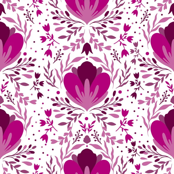 Floral flower seamless pattern.Folk bloom endless ornament. — Stock Vector