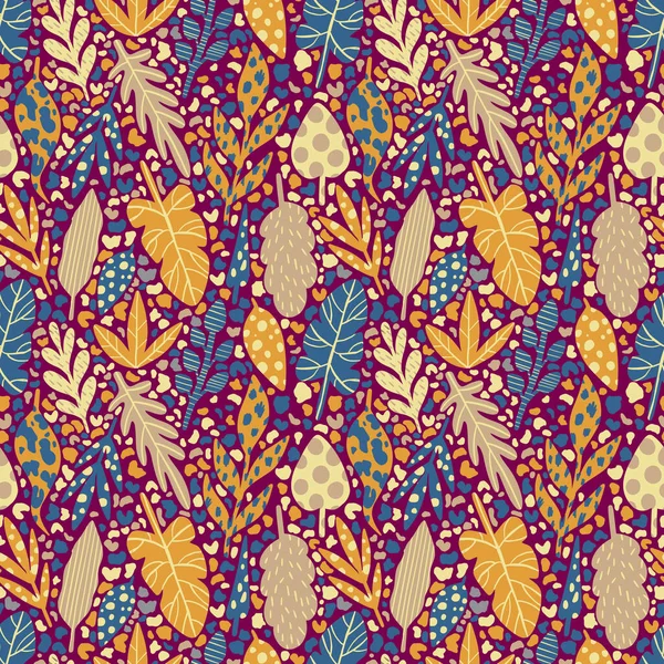 Patrón sin costura hojas planta color amarillo. Motivo floral naturaleza impresión abstracta. Fondo de verano moderno. — Archivo Imágenes Vectoriales