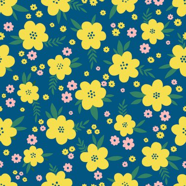 Seamless pattern flower design.Print botanical textile fabric fashion.Modern vintage style.
