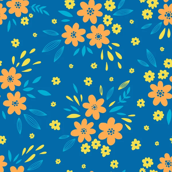 Seamless pattern flower design.Print botanical textile fabric fashion.Modern vintage style. — Stok Vektör