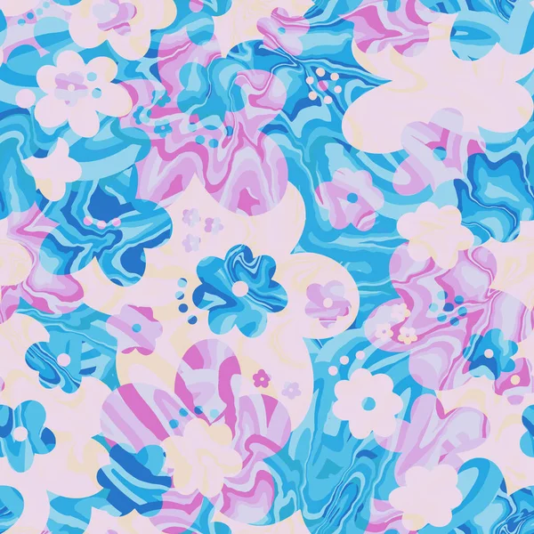 Motif sans couture marbre fleur florale abstraite.Vintage nature background.Print textile de mode. — Image vectorielle