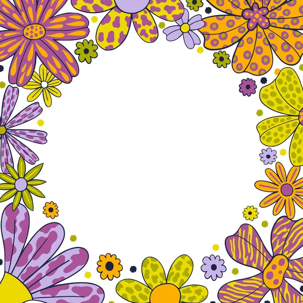 Estilo de decoración de diseño de marco de flores. Frontera floral. — Archivo Imágenes Vectoriales