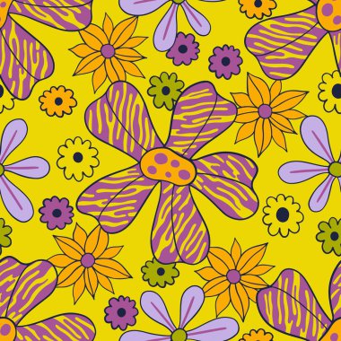 Seamles pattern big flowe.Fashion print of textile.Vintage floral design