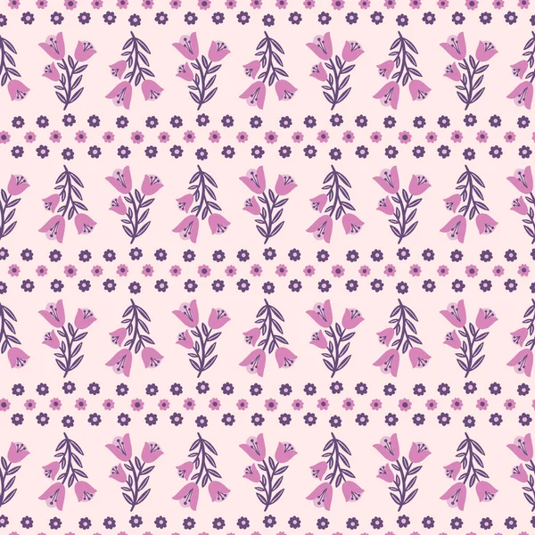 Patrón de flor púrpura sin costuras. Decoración hermoso diseño de fondo. Dibujo de moda textil floral vintage. — Archivo Imágenes Vectoriales