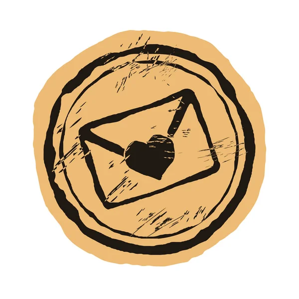 Icono Carta Amor Vector Redondo Emblema Shabby Diseño Plano Viejo — Vector de stock