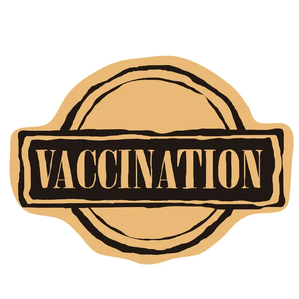 Sello Redondo Vectorial Con Texto Vaccinación Dentro Del Rectángulo Huellas — Archivo Imágenes Vectoriales