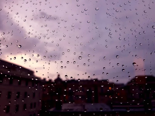 Genova Italy 2020 Water Rain Drops Glass Background Rain Drops — Stock Photo, Image