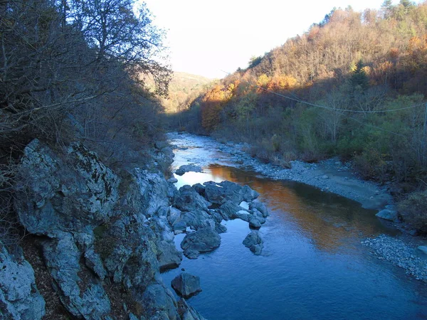 Ligúria Itália 2020 Paisagem Outono Colorida Redor Aldeia Tiglieto Perto — Fotografia de Stock