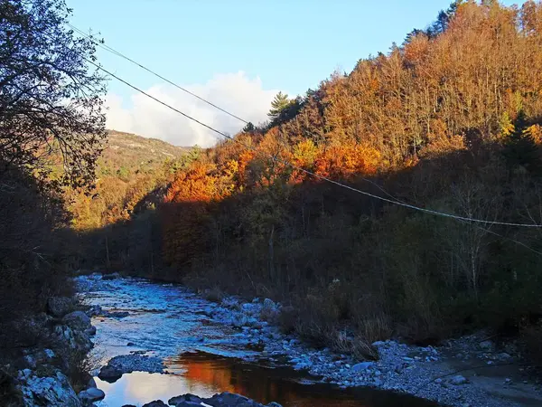 Ligurie Itálie 2020 Barevná Podzimní Krajina Kolem Obce Tiglieto Města — Stock fotografie