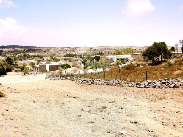 Tesseney Eritrea 2020 Beautiful Photography Landscape Villages Bord Ethiopia 有一些家畜的老沙漠村庄 — 图库照片