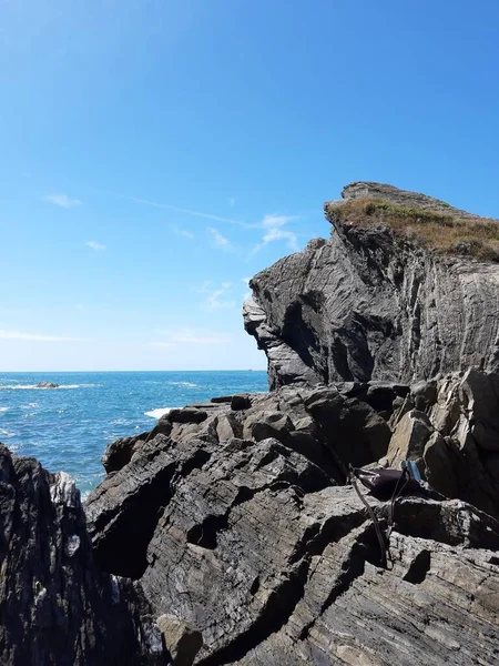 Cinque Terre Talya 2020 Bir Kıyı Balıkçı Köyünün Güzel Manzarası — Stok fotoğraf