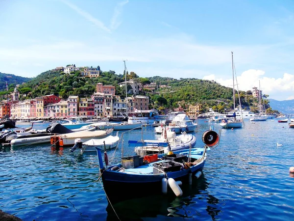 Portofino Italië 2021 Mooie Baai Met Kleurrijke Huizen Portofino Winterdagen — Stockfoto