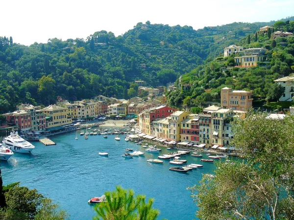 Portofino Olaszország 2021 Gyönyörű Öböl Színes Házakkal Portofinóban Téli Napokban — Stock Fotó