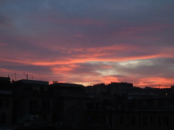 Genova Gennaio 2021 Una Splendida Didascalia Del Tramonto Nelle Giornate — Foto Stock