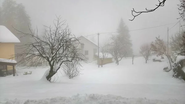 Лигурия Италия Декабря 2020 Первый Сильный Снег Деревни Италии Красивая — стоковое фото