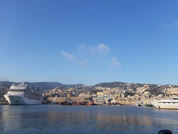 Génova Italia Abril 2021 Vista Panorámica Del Paseo Marítimo Del — Foto de Stock