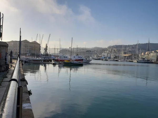 Génova Italia Abril 2021 Vista Panorámica Del Paseo Marítimo Del — Foto de Stock