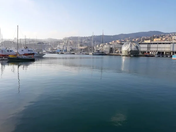 Génova Italia Abril 2021 Vista Panorámica Del Paseo Marítimo Del — Foto de Stock