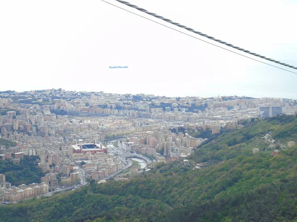 Genova Aprile 2021 Veduta Panoramica Sulle Montagne Della Città Genova — Foto Stock