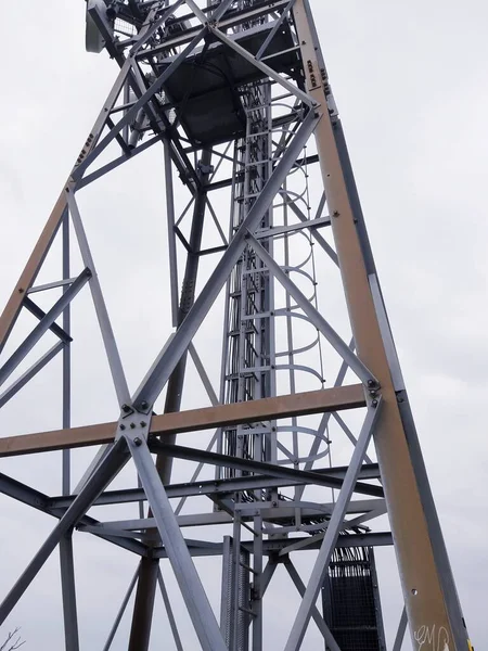 Linee Elettriche Alta Tensione Torre Trasmissione Elettrica Alta Tensione Sottostazione — Foto Stock