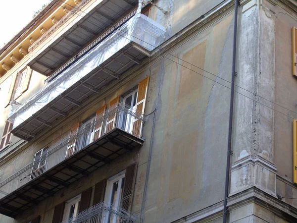 Genua Italien Juli 2021 Antiker Gemauerter Burgbau Mit Holzfenster Gealterte — Stockfoto