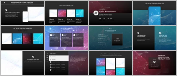 Векторні шаблони для дизайну, презентацій, портфоліо. Шаблони для презентаційних слайдів, флаєрів, листівок, обкладинки брошур, звіт. Багатокутний науковий фон з з'єднувальними точками та лініями . — стоковий вектор