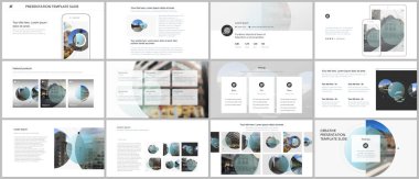 Sunum tasarım vektör şablonları, sunum slaytı için çok amaçlı şablon, broşür kapağı tasarımı ve soyut daire pankartları. Sosyal medya web pankartı. Sosyal ağ fotoğraf çerçevesi.