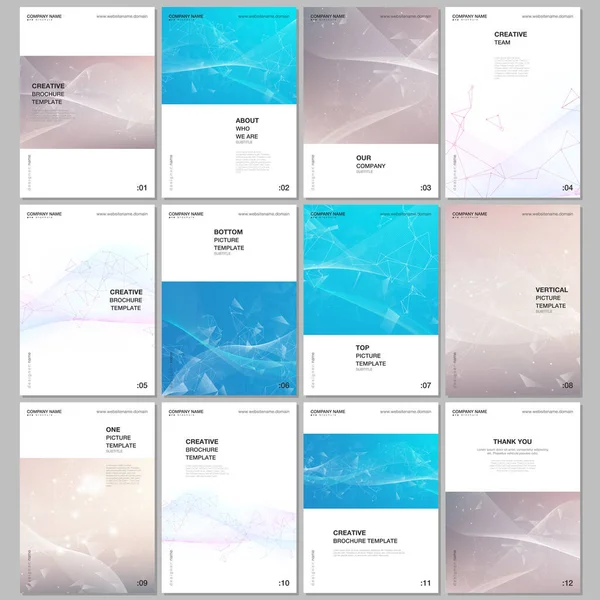 A4 brochure layout of covers templates for flyer leaflet, A4 brochure design, report, presentation, magazine cover, book design. Wave flow background for science or medical concept design. — Stock Vector