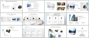 Web sitesi tasarımı, sunumlar, portföy için vektör şablonu. Sunum slaytı, broşür, broşür kapağı, akışkan renkli mavi gradyan geometrik şekilli yıllık rapor için şablonlar