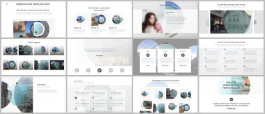 Sunum tasarım vektör şablonları, sunum slaytı için çok amaçlı şablon, broşür kapağı tasarımı ve soyut daire pankartları. Sosyal medya web pankartı. Sosyal ağ fotoğraf çerçevesi.