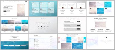 Web sitesi tasarımı, sunumlar, portföy için vektör şablonları. Sunum slaytları, broşürler, broşürler, raporlar için şablonlar. Bilim veya tıbbi konsept tasarımı için dalga akış arkaplanı.
