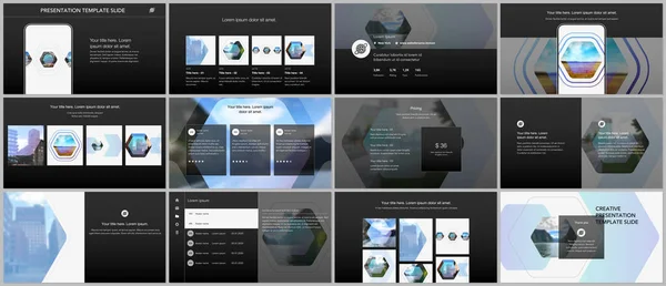 Векторні шаблони для дизайну, презентацій, портфоліо. Шаблони для презентаційних слайдів, флаєрів, листівок, обкладинки брошур, звіт. Корпоративна ідентичність бізнес концепція фон з гексагонами . — стоковий вектор
